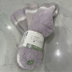 NWT Lemon Loves Earth 3 pair of purple, grey & white cozy socks